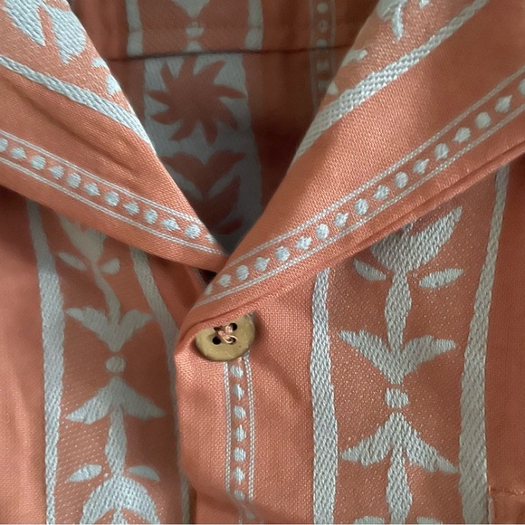 Rip Curl Topanga Short Sleeve Button Up Beach Vacay Shirt Coral - Picture 5 of 9